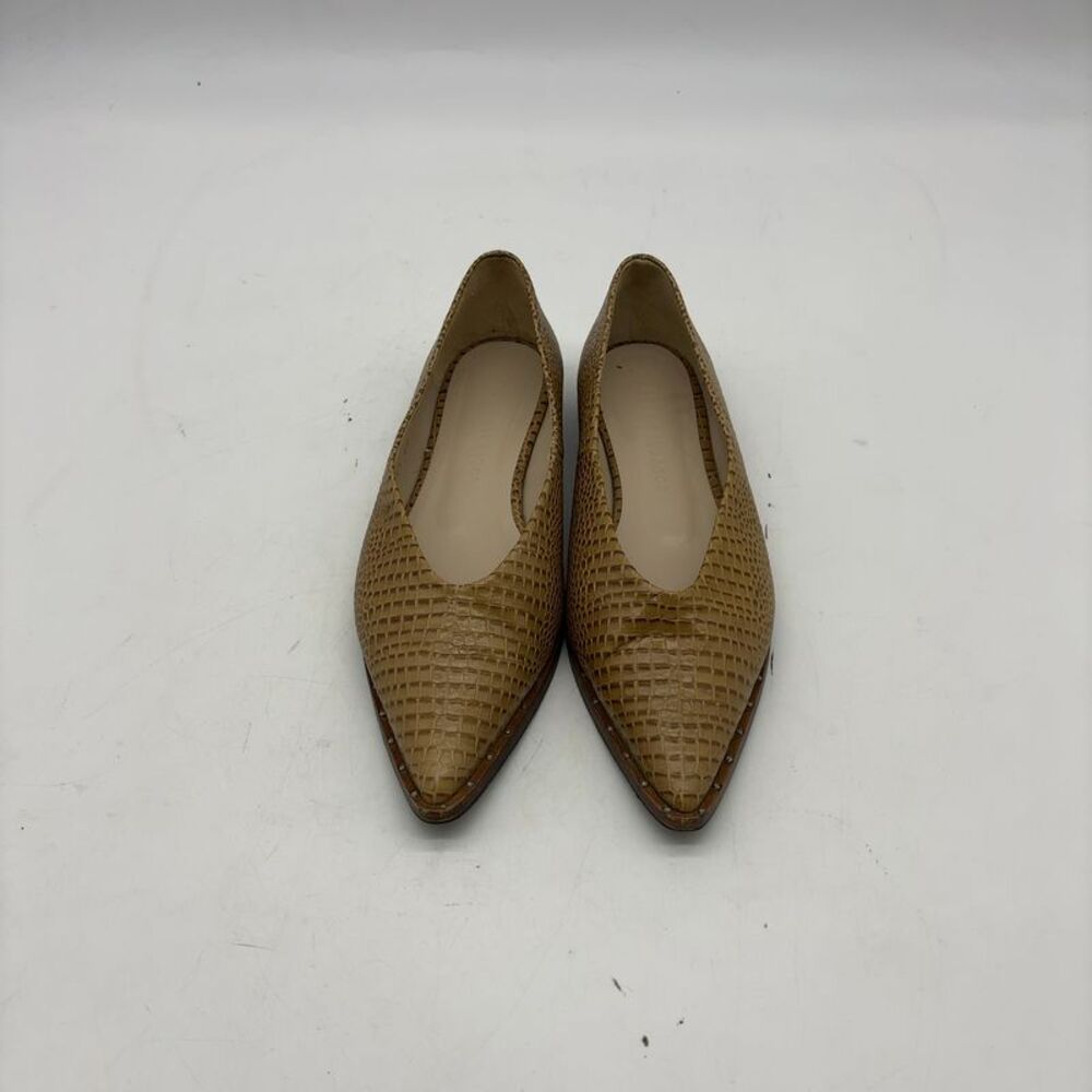 Freda Salvador Flats Brown Croc Embossed Leather